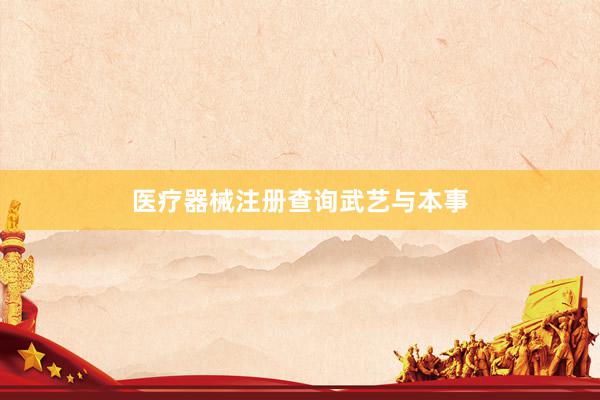 医疗器械注册查询武艺与本事